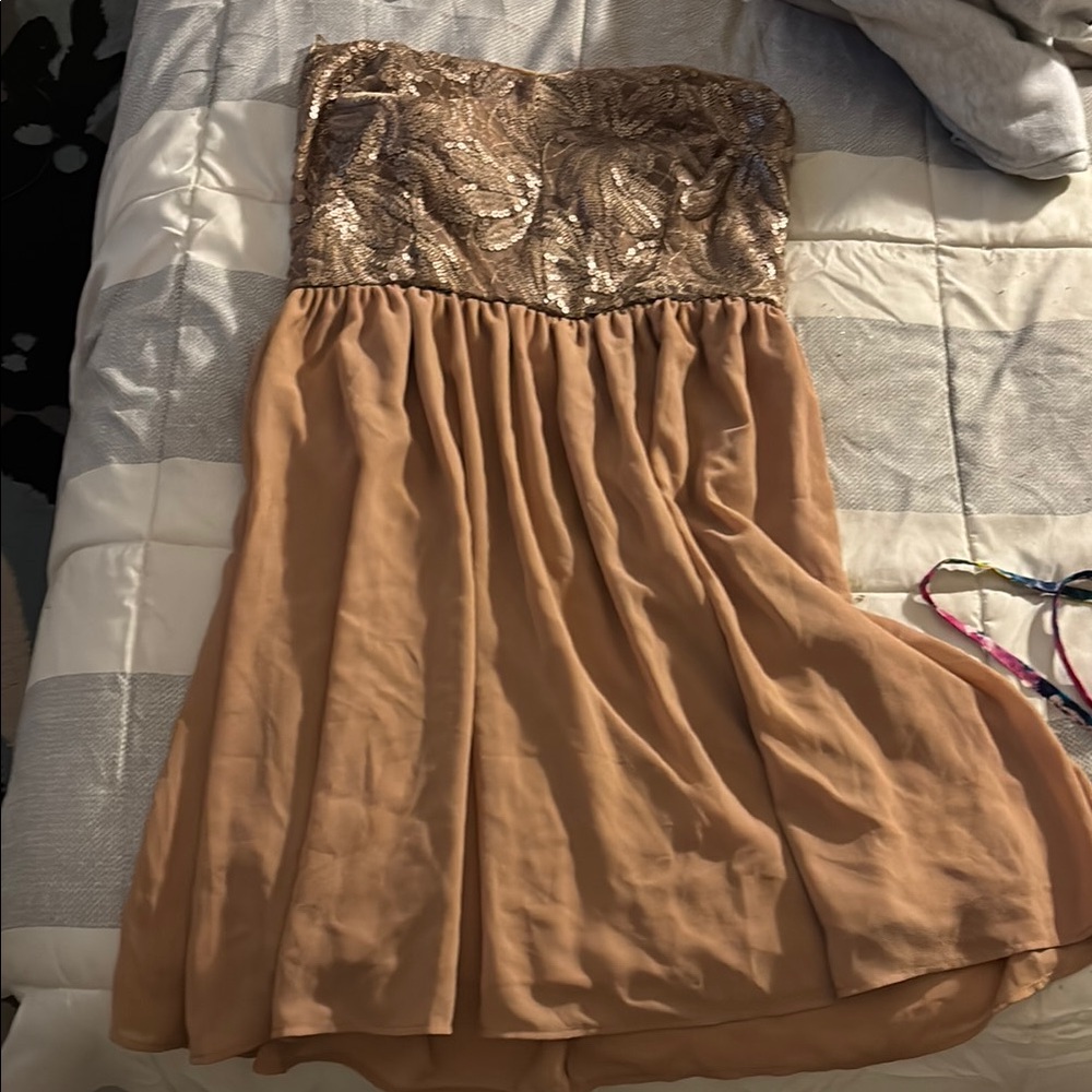 Strapless Sequin Bodice Dress